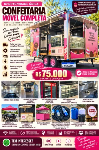 FOOD TRUCK / TRAILER DE CONFEITARIA COMPLETO ? PRONTO PARA TRABALHAR