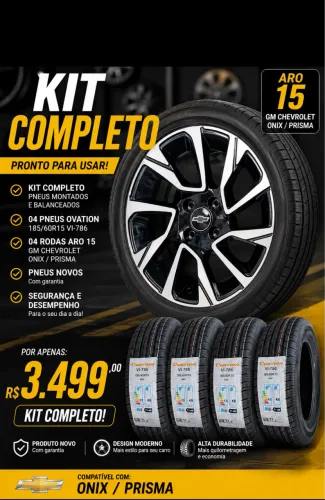 Rodas aro 15 gm chevrolet novas + pneus novos
