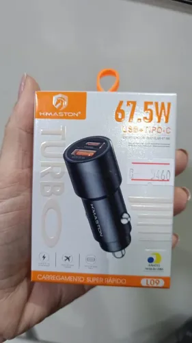 Carregador Veicular Turbo - 67,5w 2 Portas - Usb C + Usb A - Hmaston - Loja Coimbra