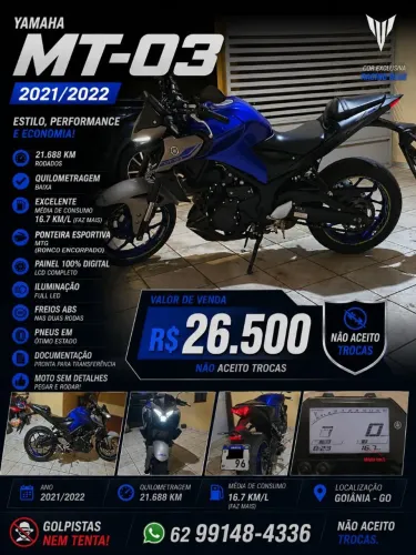 MT03 Azul 2021- Homem de Ferro - 21mil km - Ponteira MTG