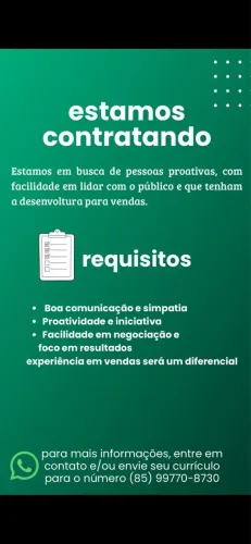 Vaga para vendedora