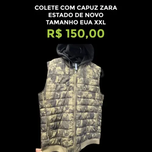 COLETE CAMUFLADO COM CAPUZ ZARA!