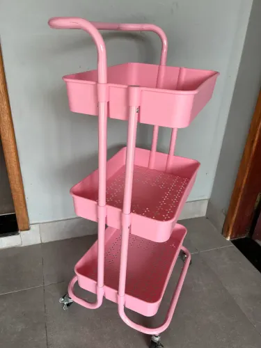 CARRINHO ORGANIZADOR MULTI-USO 3 PRATELEIRAS ROSA -BACCANI