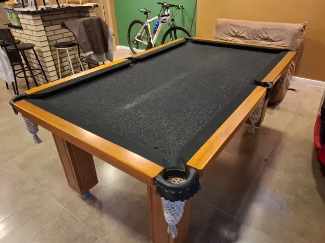 Mesa De Sinuca Bilhar Base De Pedra Com Pano Preto 197 x 116 cm