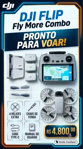 Drone DJI FLIP Combo Fly More + Controle com Tela - HOMOLOGADO ANATEL