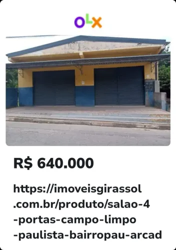 Prédio Comercial/vende/aluga/Portas/ 2 Pavimentos superior-inferior/ Campo Limpo Pta- SP