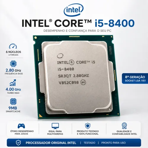 Processador Intel Core i5-8400 8ª Geração 2.80GHz (4.0GHz Turbo)