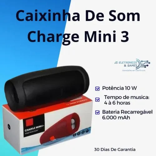 Caixinha De Som Charge Mini 3 - loja física - entrega rápida