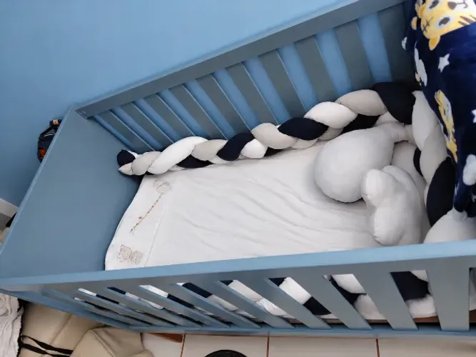 Berço Americano 2 em 1 New Classic Reller Móveis (Vira Mini Cama) - Azul Fosco