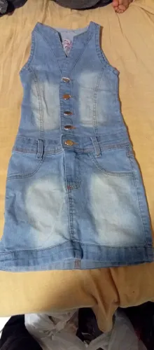 Vestido Jeans Infantil Miss Lunna Tam 28 Salopete Jardineira