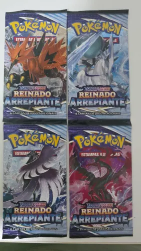 4 Boosters Avulsos Pokemon TCG Reinado Arrepiante
