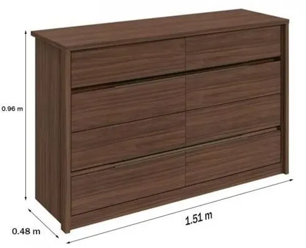 Cômoda Elegante Urban 8 Gavetas para Dormitório