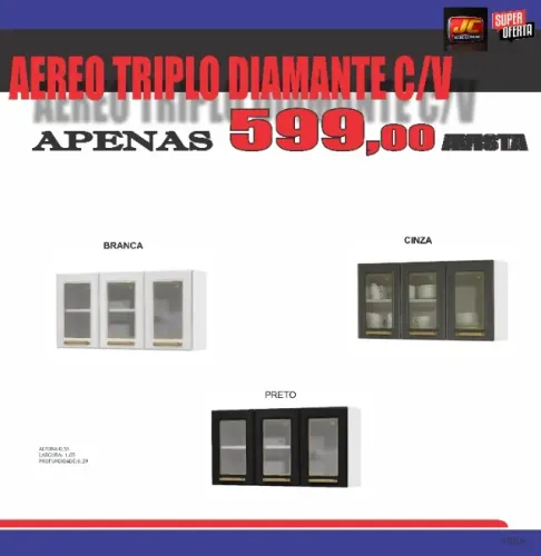 AEREO TRIPLO DIMANTE COM VIDRO