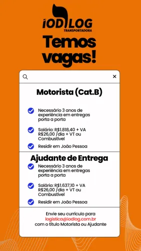Vagas motorista e ajudante