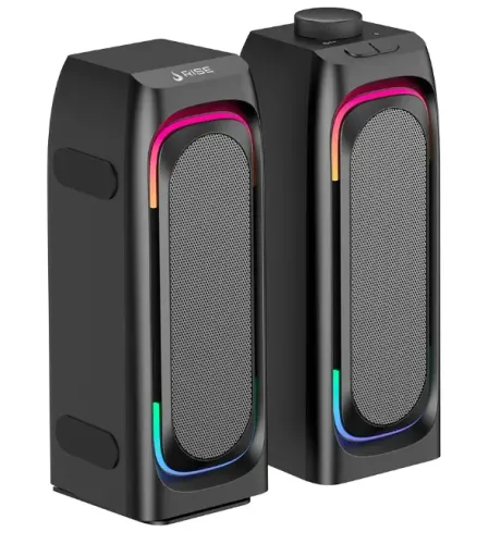 Caixa de Som Gamer Rise Mode Laser S1, RGB Rainbow, Bluetooth e P2 3.5mm, 5Wx2, Preto - RM