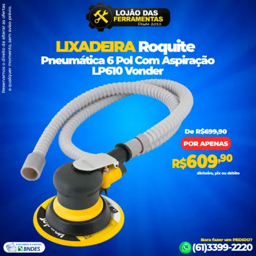 Lixadeira Roquite 6 Pol Com Aspiração LP610  Vonder