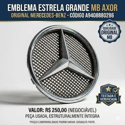Emblema Grade Estrela Grande Mercedes-Benz Axor Original (Usado)