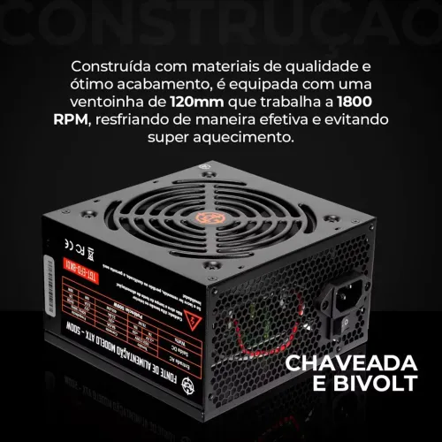 FONTE TGT ENFIELD 500W ATX BIVOLT PRETO