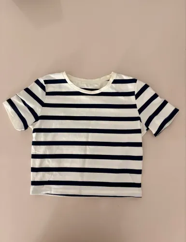 cropped listrado azul e branco