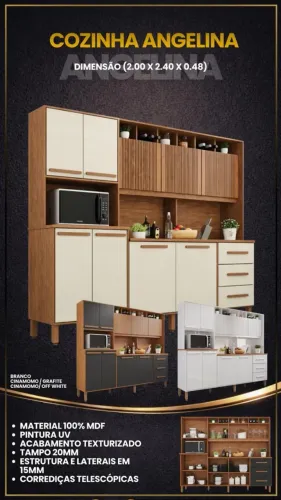 Armario de Cozinha Angelina 2.40 mts 100% MDF