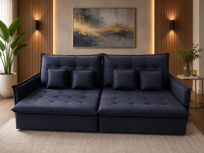 Sofá azul camurça novo! 2,50 x 1,30