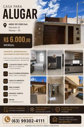 CASA NOVA, MODERNA E COMPLETA PARA ALUGUEL