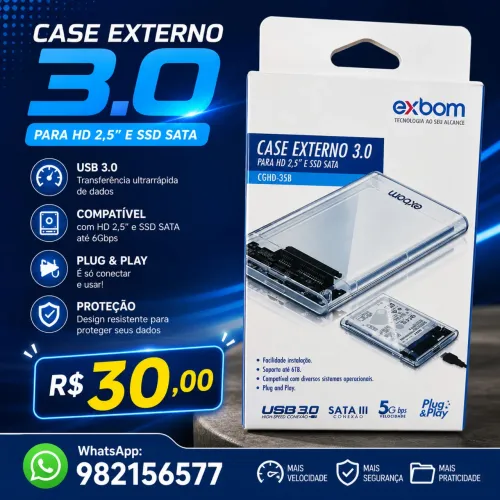 CASE EXTERNO 3.0 PARA HD 2,5" E SSD SATA