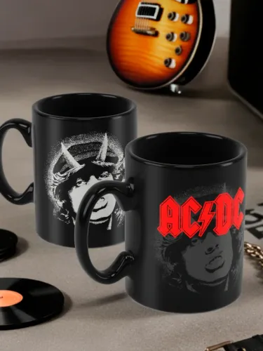 Caneca AC/DC Angus Young - Toda Preta em Cerâmica - Xícara Rock n' Roll - 32