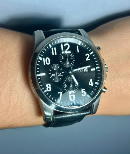 Relógio Guess Steel Original Masculino - Pulseira de Couro