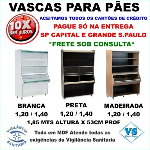 VASCAS PARA PÃES EM MDF COM QUALIDADE BRANCA , PRETA , MADEIRADA 1,20 E 1,40 MTS PROMOÇÃO