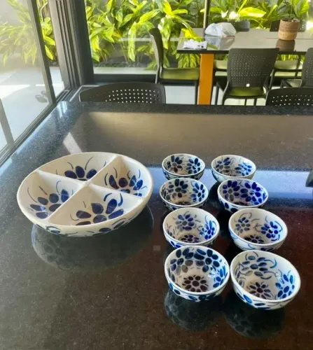 Conjunto Petisqueira + tigelas para caldos Porcelana Monte Sião