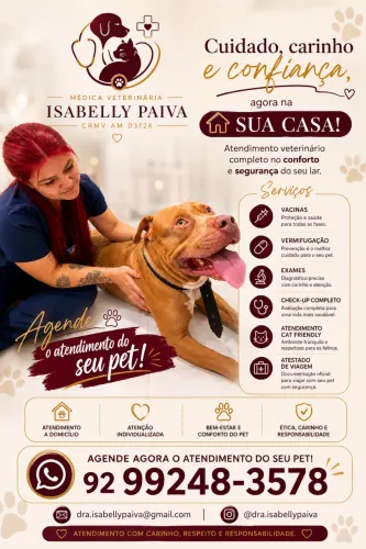 Médica Veterinária Domiciliar em Manaus | Vacinas, Check-up, Exames, Atestado de Viagem