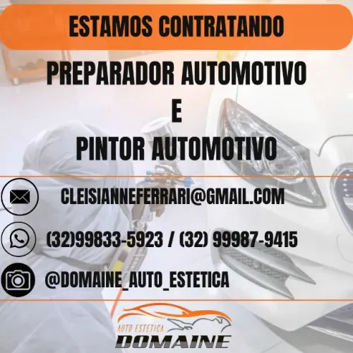 ESTAMOS CONTRATANDO PINTOR E PREPARADOR AUTOMOTIVO