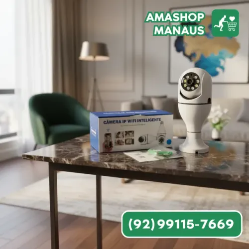 Câmera Lâmpada Panorâmica Wifi - Sensor de Movimento e Áudio