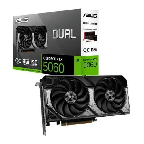 (NOVO) Placa de Video Asus GeForce RTX 5060 Dual OC Edition, 8GB, GDDR7, 128-bit