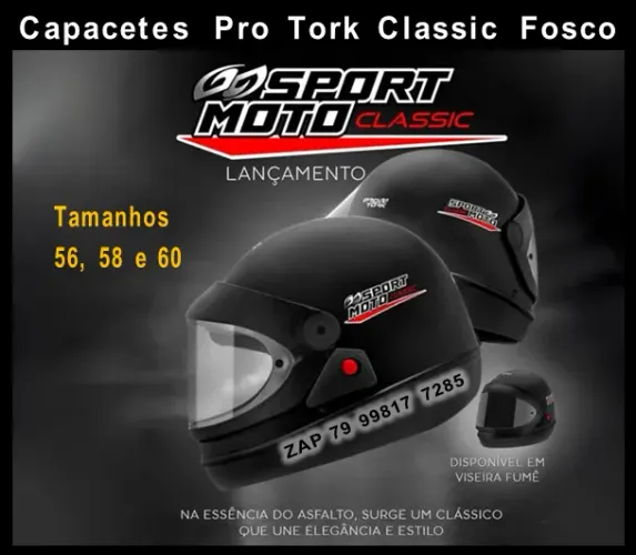 Capacete Fechado Pro Tork Sport Moto Classic Fosco