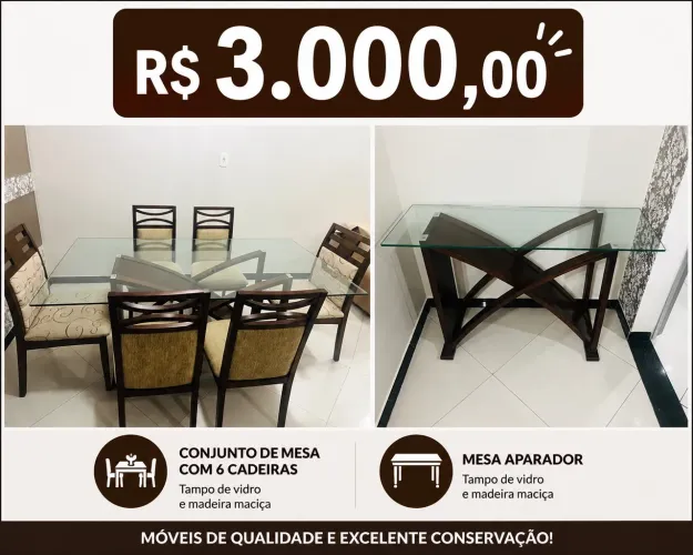 Vendo móveis em ótimo estado - Mesa, cadeiras, aparador e painel