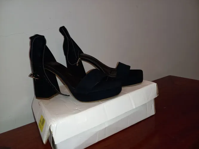 Sandália modarpe salto grosso meia pata alto 10 cm n 38