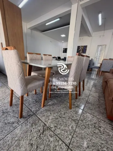 Mesa de jantar 1,70x0,90 Tampo Vidro Laqueado + 6 Cadeiras Madeira maciça