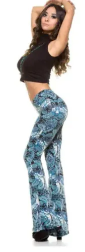 Calça flare Lê Lis Blanc -Paisley/ Azul - Tam 38  