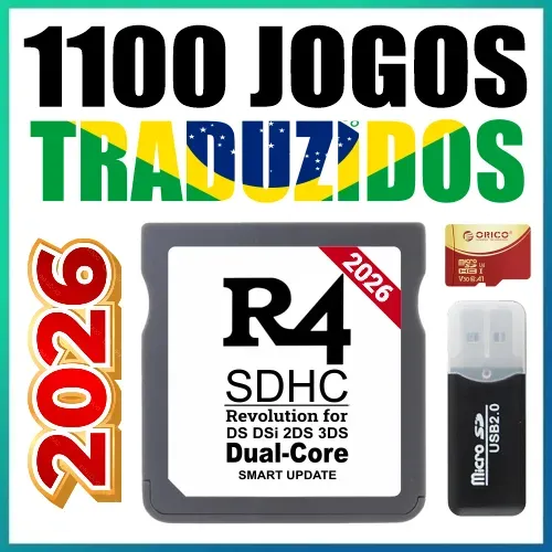Cartão R4 Dual Core 2026 16gb - Novo - 1100 Jogos Traduzidos - Nintendo 3DS, 2DS, DS, DSi