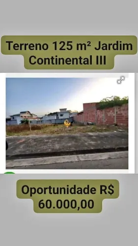 Terreno Jardim Continental III 125 m² !! Oportunidade!!