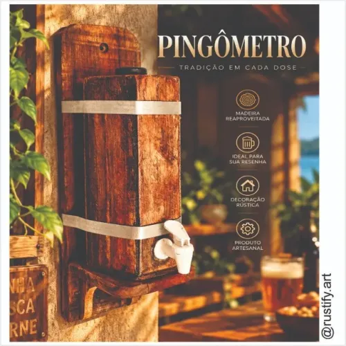 PINGÔMETRO RÚSTICO EXCLUSIVO EM MADEIRA REAPROVEITADA - PEÇA ÚNICA