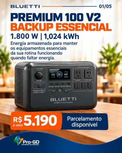 Bluetti Premium 100 V2 2000W 1024Wh Estação de Energia