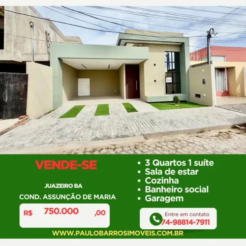 Casa para vender no Condomínio Assunção de Maria Juazeiro-BA