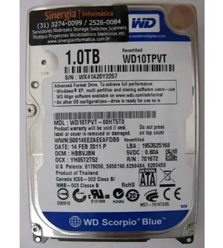 HD 1TB testo na hora vai com Windows 10