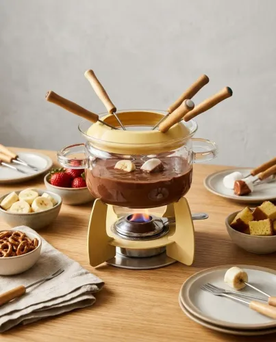 Aparelho de fondue vidro termo resistente completo