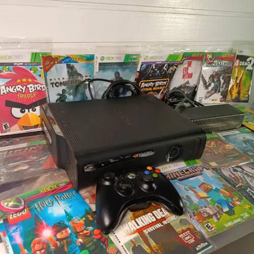Xbox 360 Fat Elite Preto (Placa Jasper) + HD 120GB + Controle + Kit Jogos