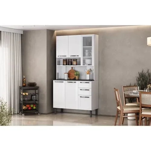 Cozinha de aço Itatiaia Florença 105 Cm 6 Portas e 2 Gavetas Branco / pronta entrega