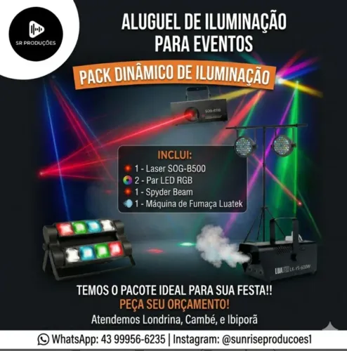 Kit de Iluminação para Festas e Eventos - Pack Dinâmico (Aluguel)